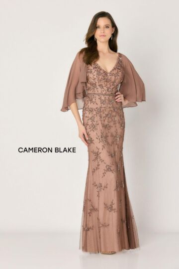 Cameron Blake CB783 Cape Sleeve V-Neck Dress
