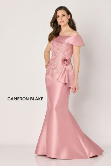 Cameron Blake CB797 Side Drape Off-The-Shoulder Neck Dress