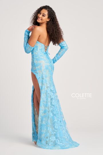 Colette CL5107 Gauntlet Sleeves High Slit Dress