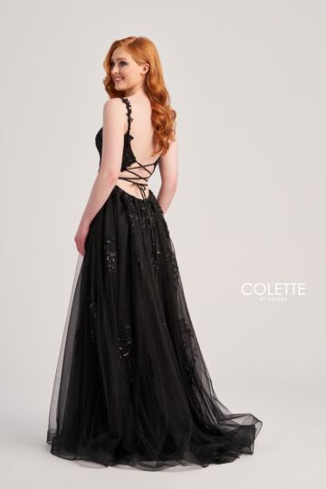 Colette CL5287 Sheer Bodice Lace-Up Dress
