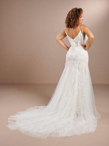 Christina Wu 29451 Plunging Neck Godet Skirt Plus Size Wedding Dress
