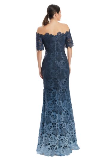 Alexander by Daymor 1976 Off-The-Shoulder Ombre Lace Dress