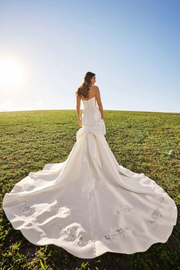 Martin Thornburg MT3202 Nell Lace Train Strapless Wedding Dress