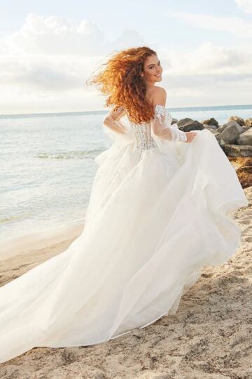 Martin Thornburg MT3207 Cameo Separate Sleeve Sheer Top Bridal Dress