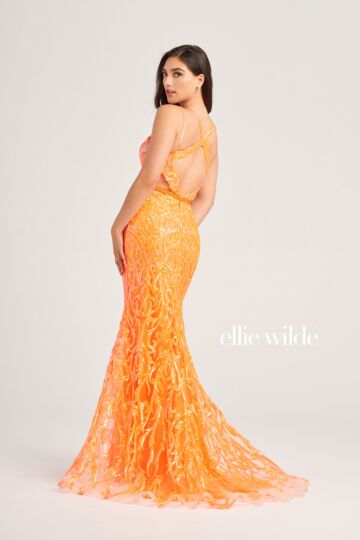 Ellie Wilde EW35007 Strappy Neckline Sequin Dress
