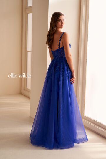 Ellie Wilde EW36228 Slit Skirt Spaghetti Straps Dress