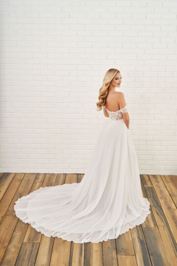 Enchanting by Mon Cheri E511 High Slit Off The Shoulder Bridal Gown