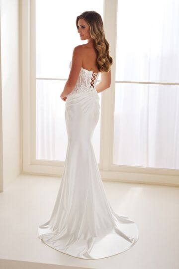 Enchanting by Mon Cheri E606 Asymmetric Waist Strapless Bridal Gown