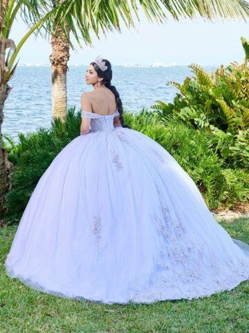House of Wu 56493 Off-The-Shoulder Corset Bodice Quince Gown