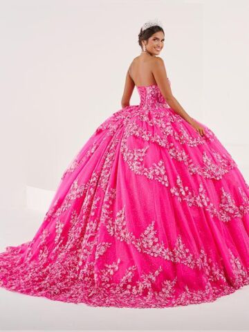 House of Wu 56497 Removable Bell Sleeve Strapless Quince Dress
