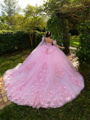 House of Wu 56572 Crystal Pink Cathedral Train Dress