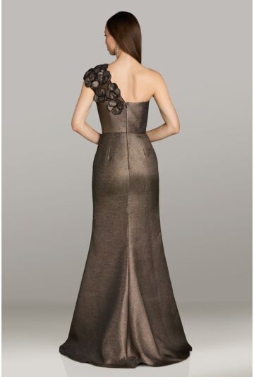 Gia Franco 12550 Floral Applique Cap Sleeve Bronze Dress