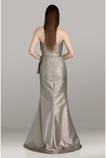 Gia Franco 12562 Front Bow Strapless Gold Dress