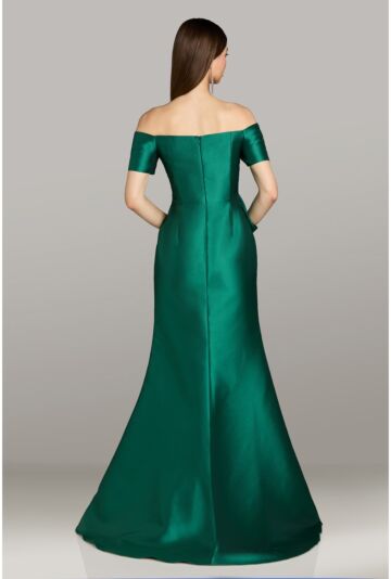 Gia Franco 12593 Front Bow Satin Off The Shoulder Dress