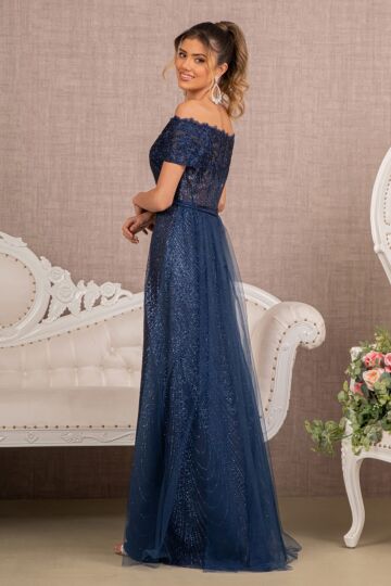 Elizabeth K GL2942 Scalloped Off-The-Shoulder A-Line Dress