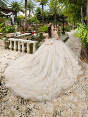 House of Wu 26108 Ruffle Hem Off-The-Shoulder Sweet 16 Gown
