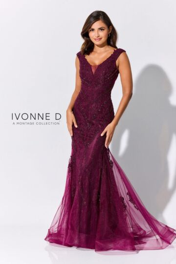Ivonne D Exclusively for Mon Cheri ID317 V-Neck Illusion Sleeve Dress