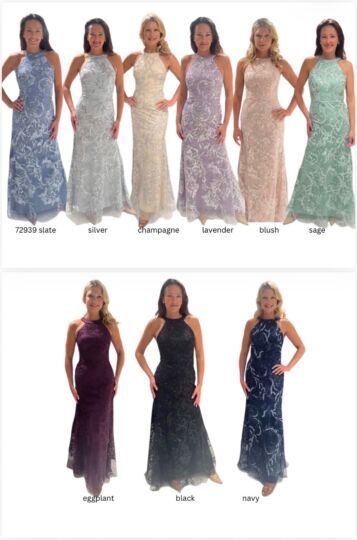 Mori Lee MGNY 72939 Halter Neck Illusion Back Dress