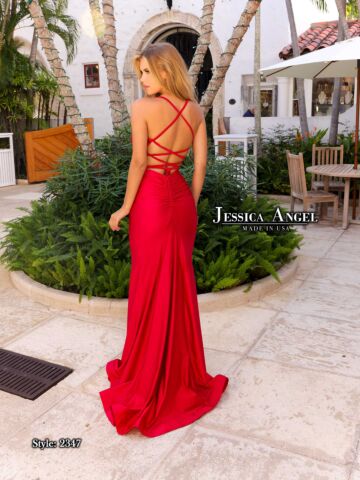 Jessica Angel 2347 High Slit Lace-Up Dress