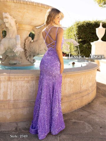 Jessica Angel 2349 Lace-Up Back Sequin Dress