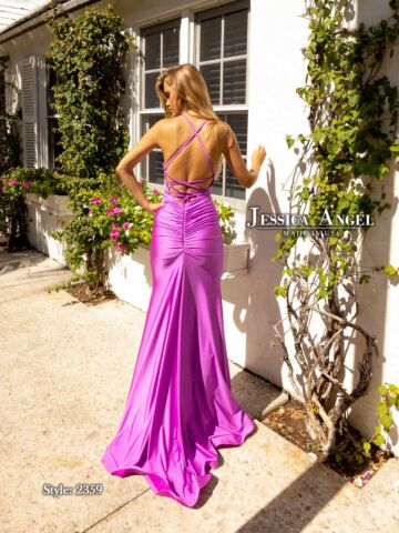 Jessica Angel 2359 Plunging Neckline Lace-Up Dress