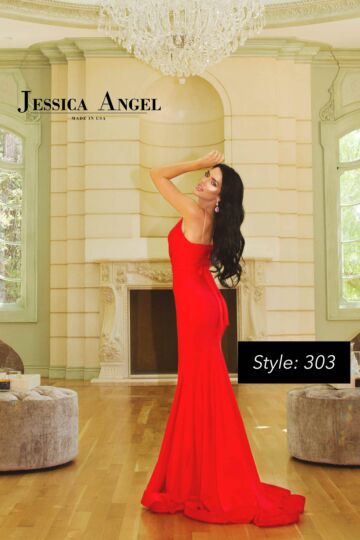 Jessica Angel 303 Metal Belt Plunging Neck Dress