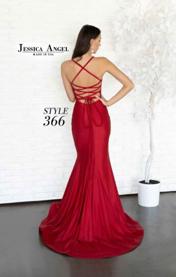 Jessica Angel 366 Slit Skirt Lace-Up Back Dress