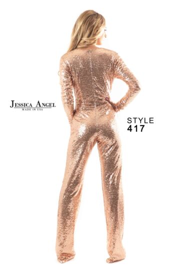 Jessica Angel 417 Plunging Neckline Sequin Jumpsuit