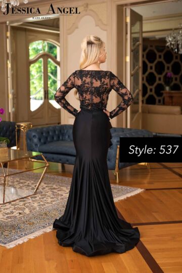 Jessica Angel 537 Lace Bodice Slit Skirt Dress