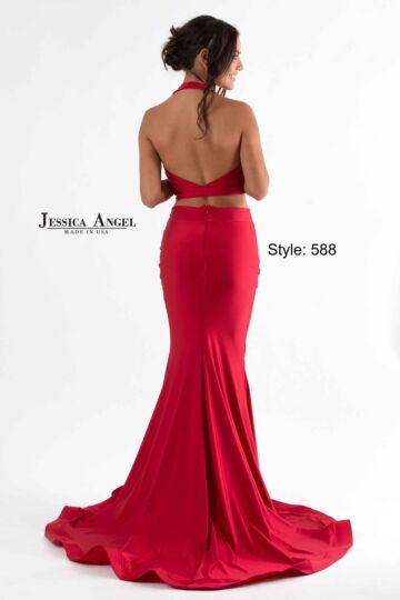 Jessica Angel 588 Plunging Halter Two Piece Dress