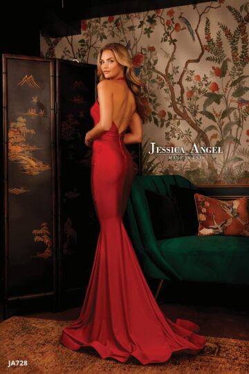 Jessica Angel 728 Plunging Halter Backless Dress