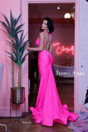Jessica Angel 758 Embellished Back Halter Neck Dress
