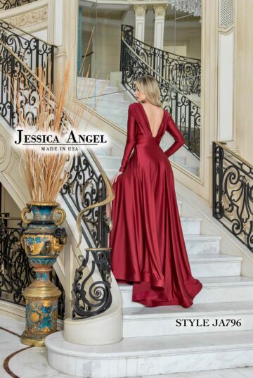 Jessica Angel 796 High Slit Long Sleeve Dress
