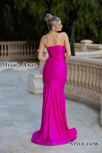 Jessica Angel 798 Spaghetti Straps High Slit Dress