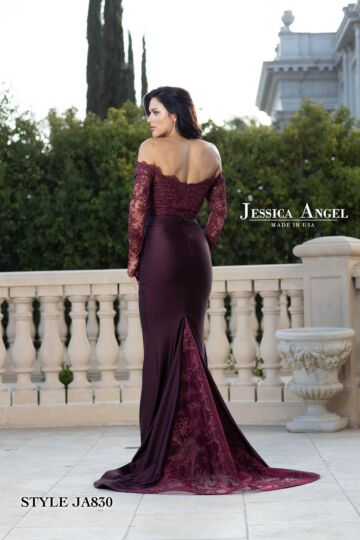 Jessica Angel 830 Lace Train Off The Shoulder Dress