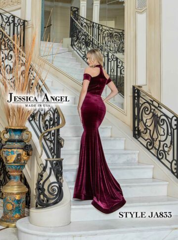 Jessica Angel 833 Cross Halter Velvet Dress