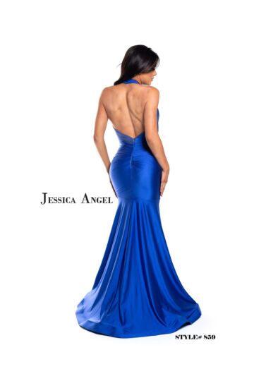 Jessica Angel 859 Plunging Halter Trumpet Dress