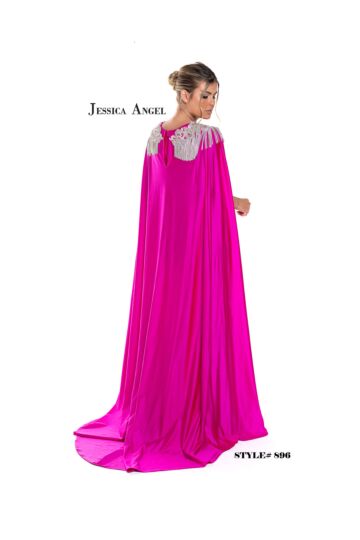 Jessica Angel 896 Fringe Shoulders Cape Train Dress