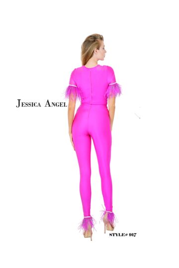 Jessica Angel 917 Feather Sleeves Overskirt Jumpsuit