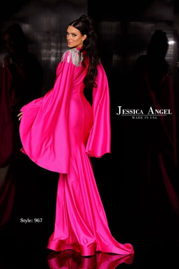 Jessica Angel 967 Angel Sleeves Plunging Neck Dress