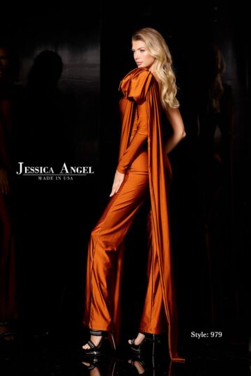 Jessica Angel 979 One Sleeve Straight-Leg Jumpsuit