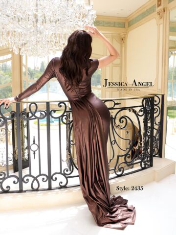 Jessica Angel 2425 Mismatch Sleeves Midriff Cutout Dress
