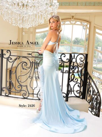 Jessica Angel 2426 Feather Slit Tie Back Dress
