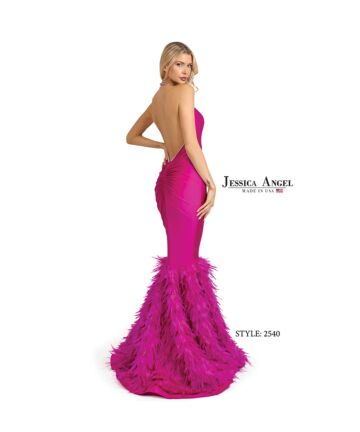 Jessica Angel 2540 Feather Skirt Halter Neck Dress