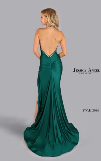 Jessica Angel 2626 Halter Strap High Slit Dress
