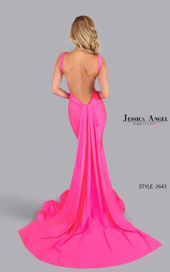 Jessica Angel 2643 Peek-A-Boo Neckline Tail Train Dress