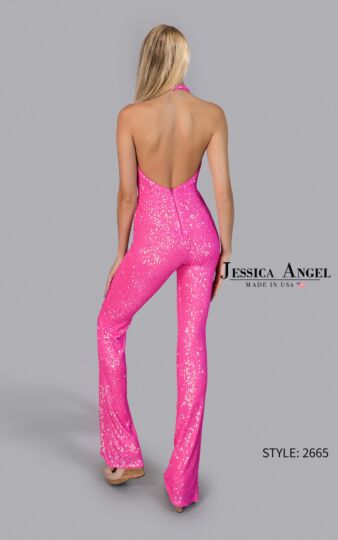 Jessica Angel JA2665 Plunging Neck Draped Bodice Jumpsuit