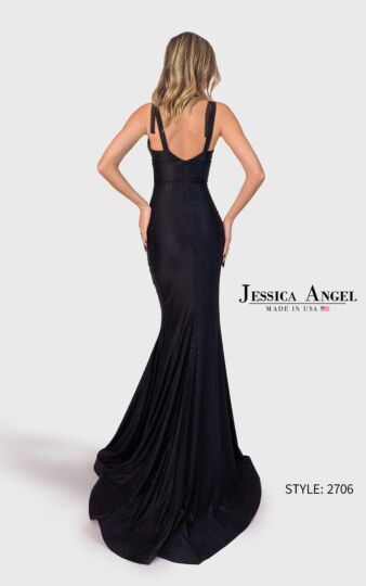 Jessica Angel JA2706 Bow Strap Side Slit Dress