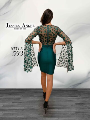 Jessica Angel 593 Butterfly Appliques Bell Sleeve Dress