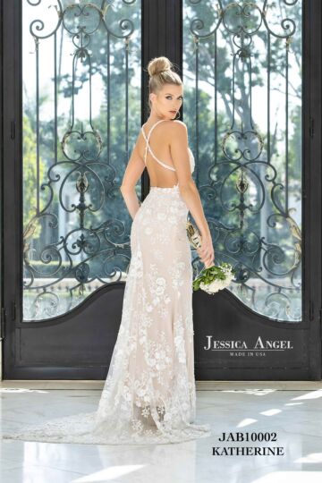 Jessica Angel 10002 Criss Cross Back Embroidered Bridal Gown